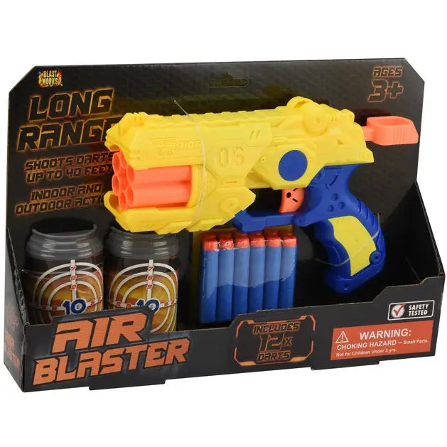 Long Range “Nerf” Air Blaster with 12 Soft Darts + Targets