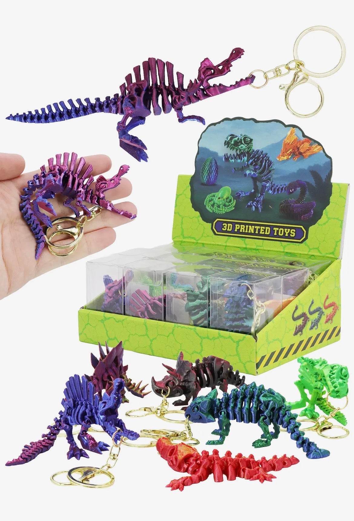 Dinosaur Fossil 3D Printed Keychain