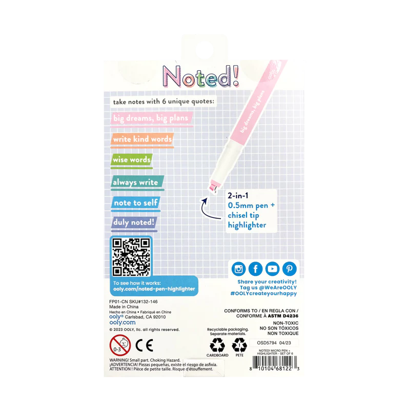 Noted! 2-in-1 Micro Fine Tip Pen & Highlighters