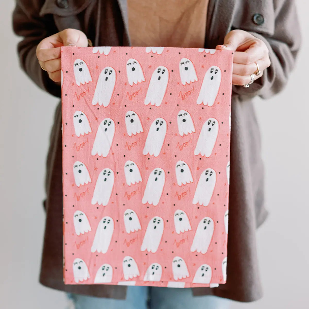Full Pattern Ghost Flour Sack Towel | Halloween Decor