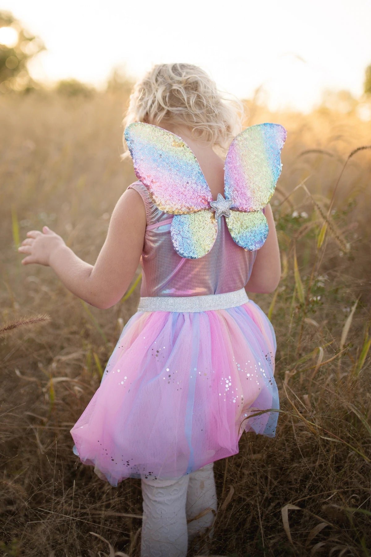 Rainbow Sequin Skirt, Wings & Headband