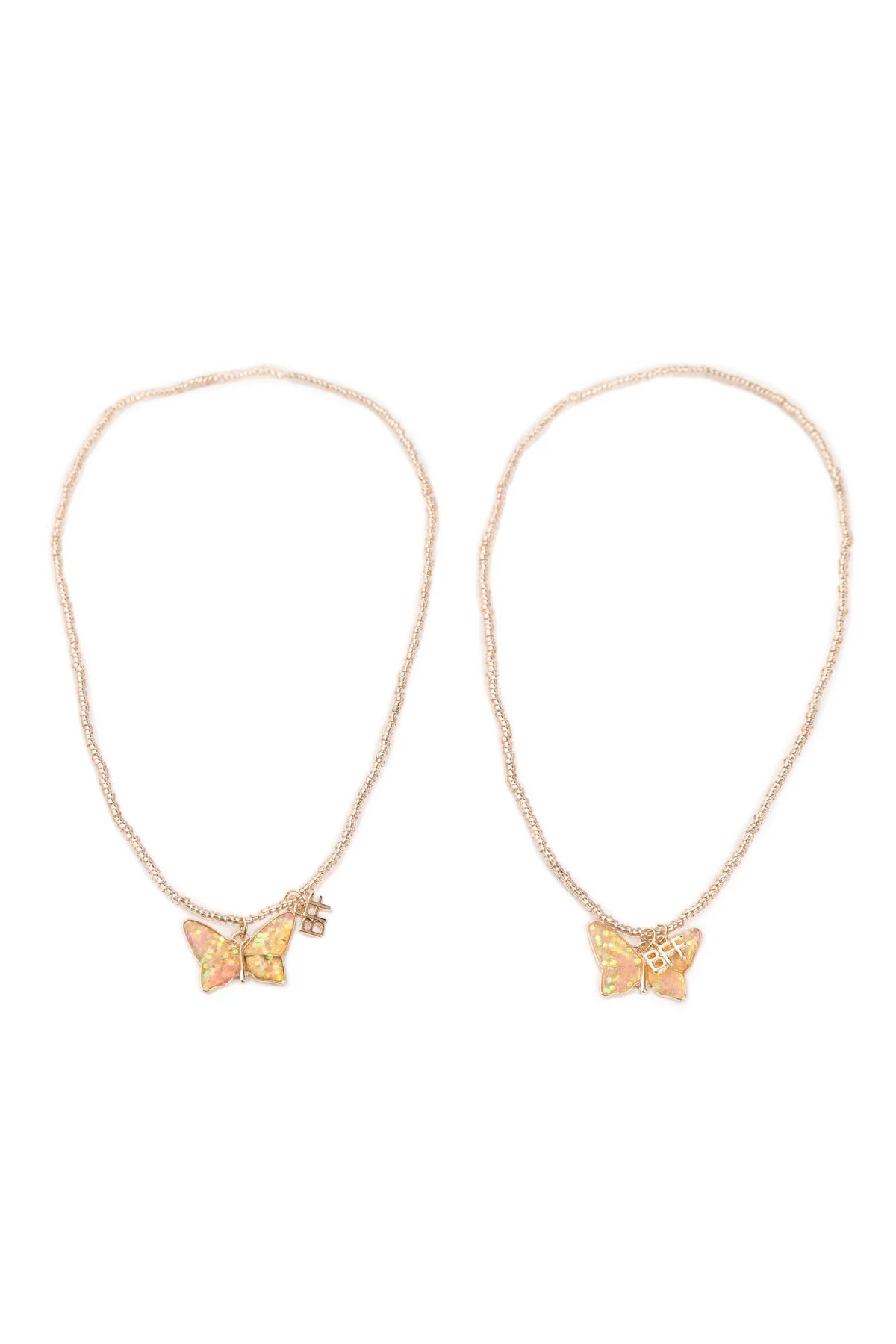 BFF Pink Butterfly Share & Tear Necklaces