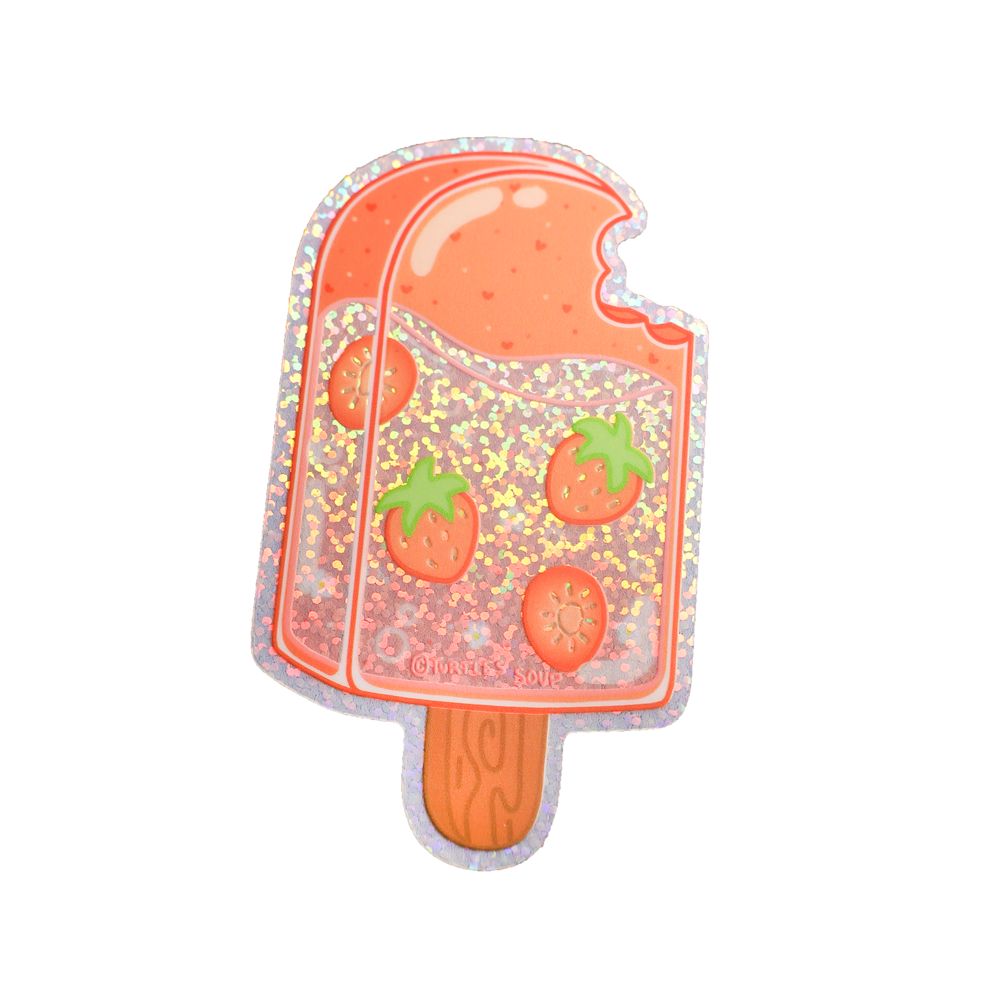 Strawberry Ice Pop Dreamy Liquid  Vinyl Sticker (Glitter)