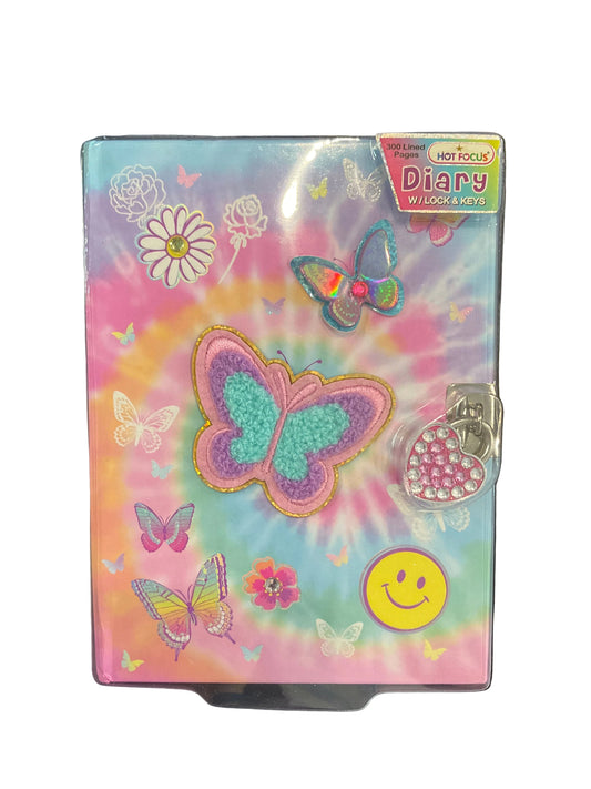 Diary with Lock & Keys - Tie Dye Butterfly
