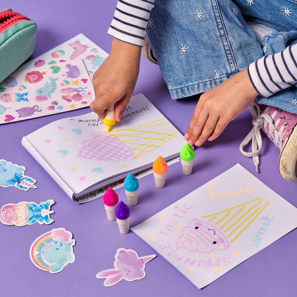 Sweet Scoops Neon Highlighters- Strawberry Scented