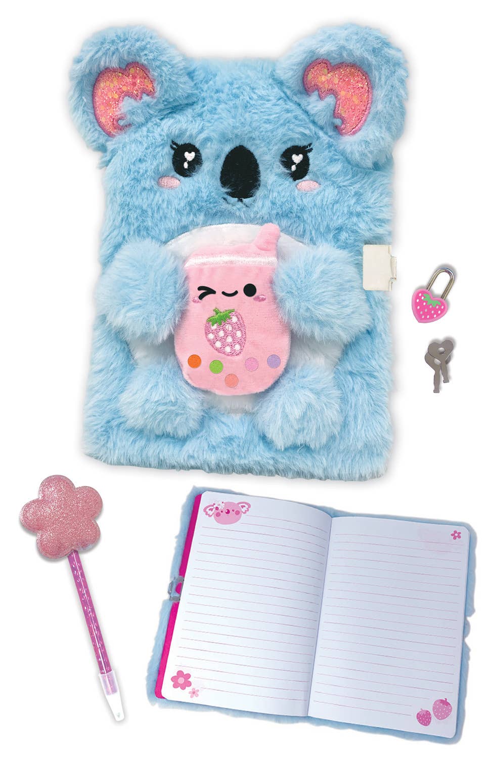 Koala Fuzzy Diary with Lock and Key