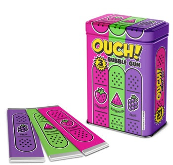 Ouch! Bubble Gum Band-Aids Assorted Flavor Tin