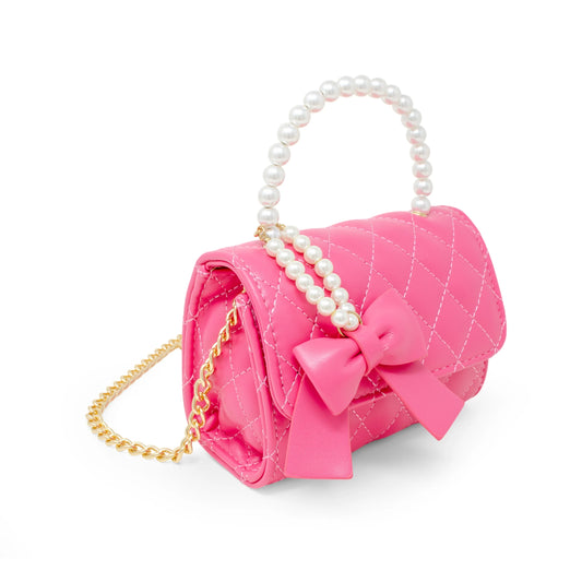Quilted Pearl Bow Handbag