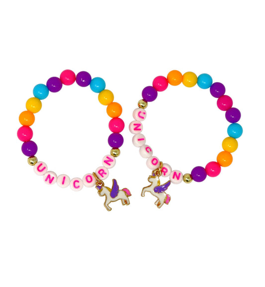 BFF Unicorn Rainbow Pearl Bracelet Set