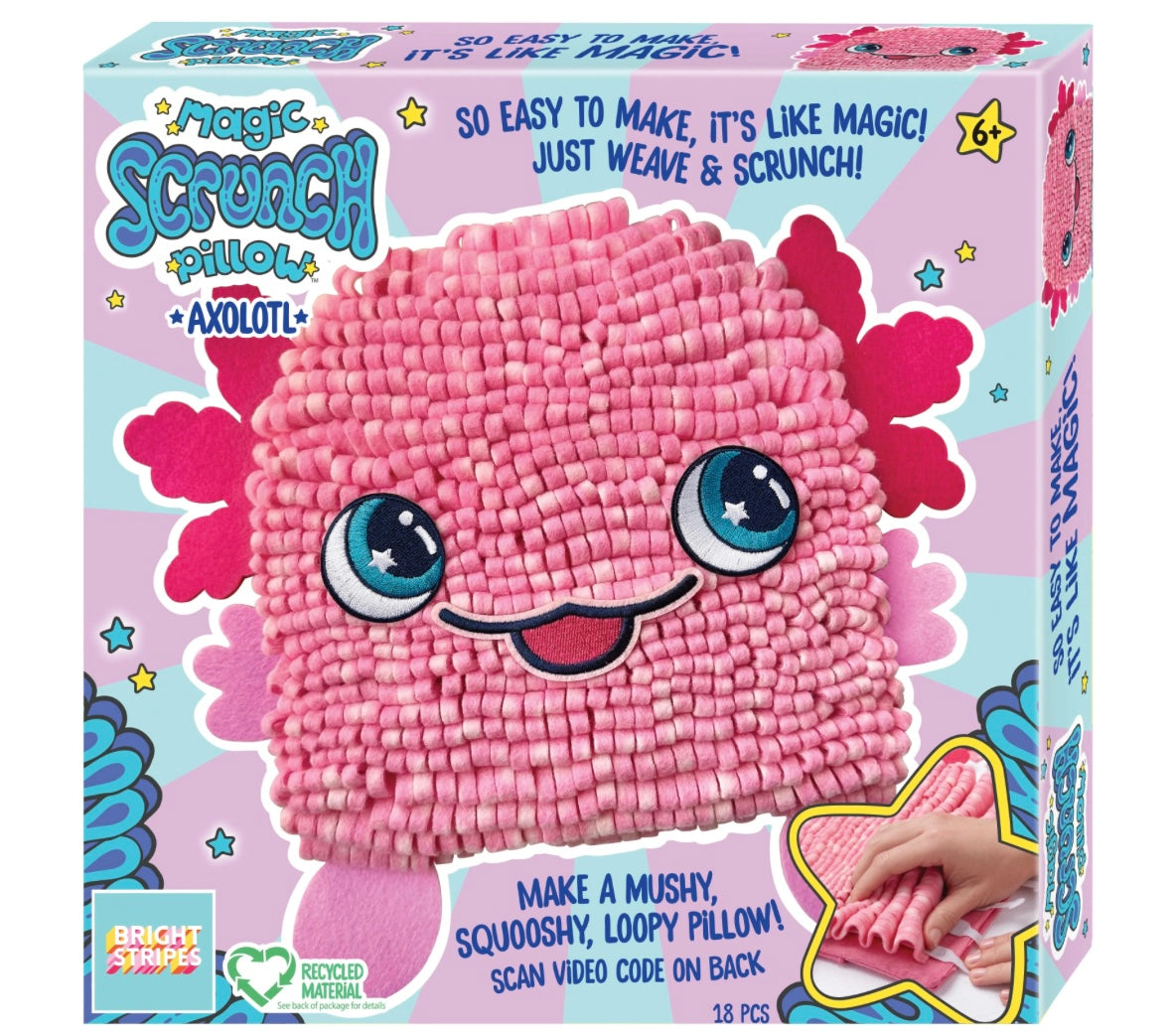 Magic Scrunch Pillow- Axolotl