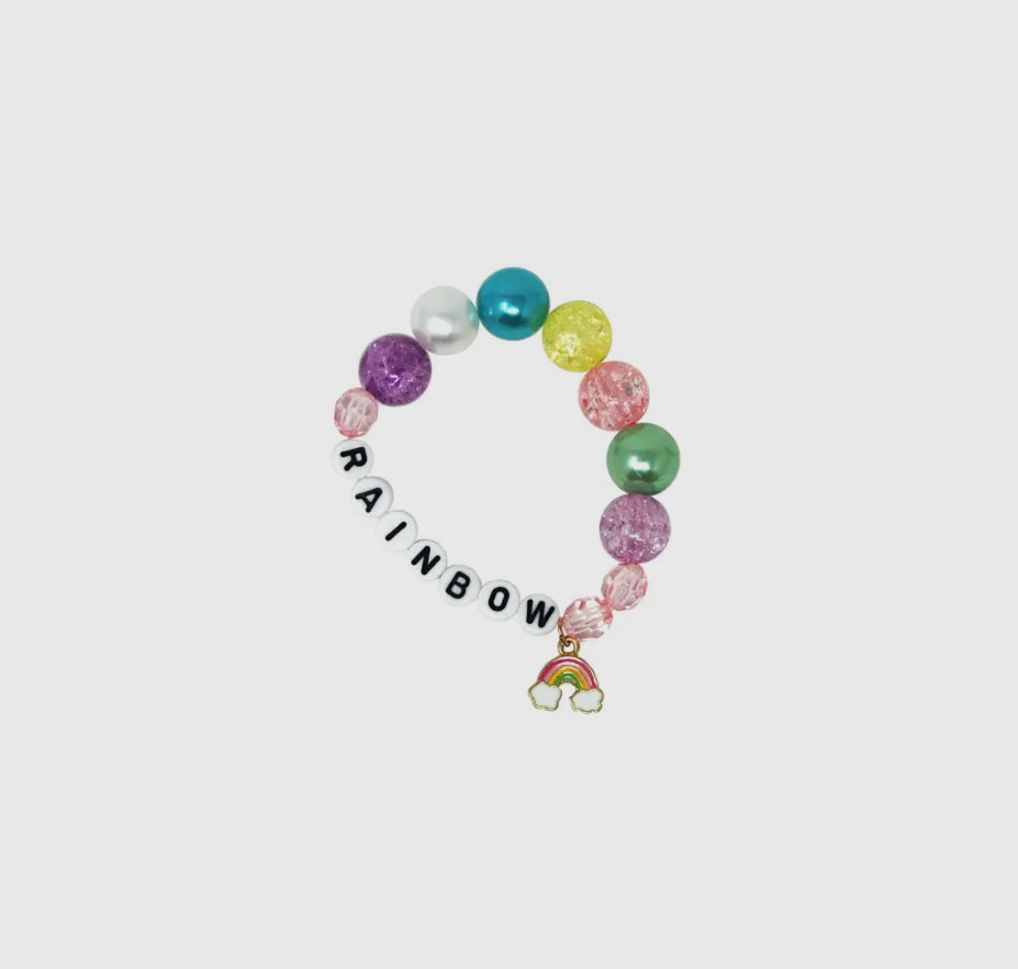 Rainbow letters & charm bracelet