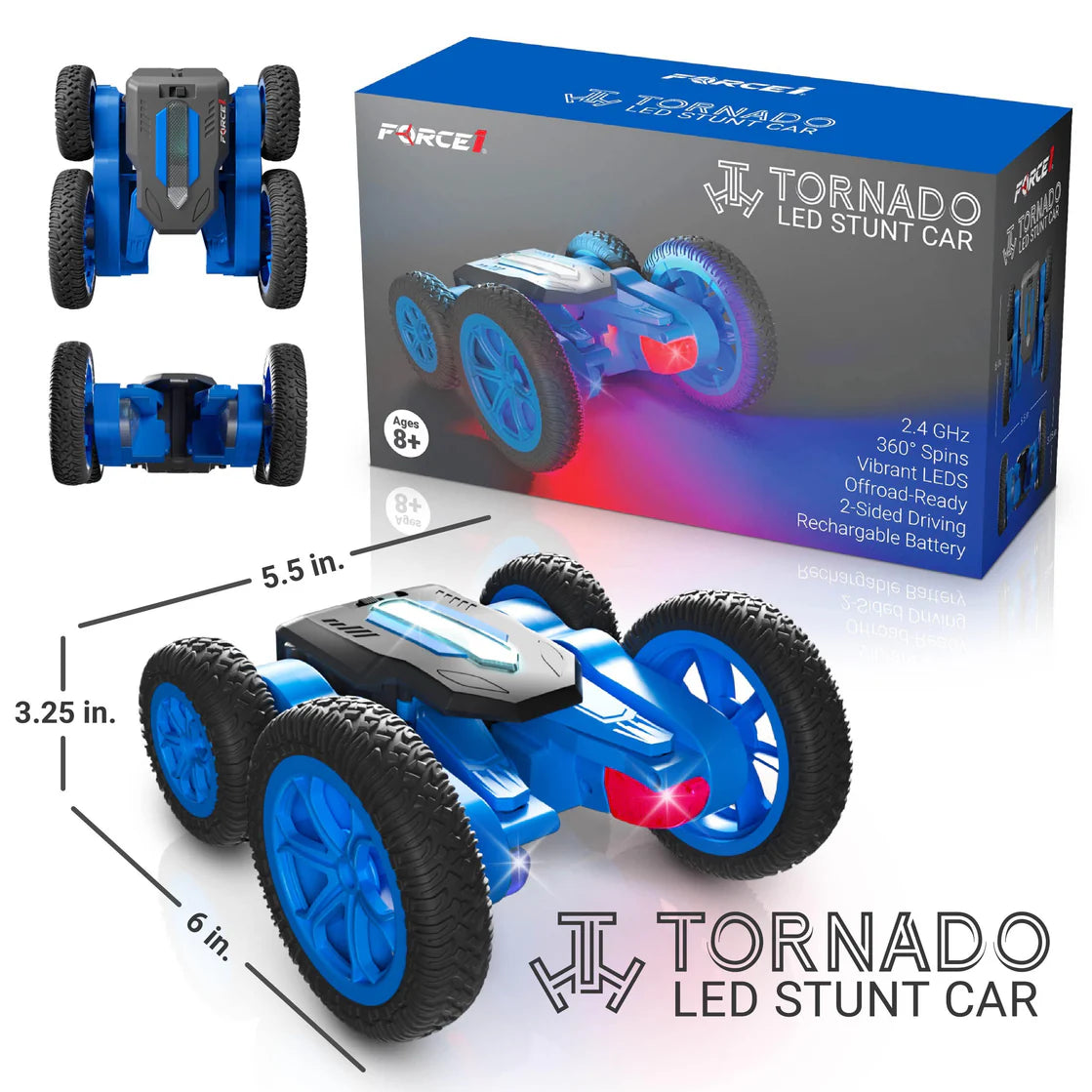 Tornado Blue LED Stunt Remote Control Car