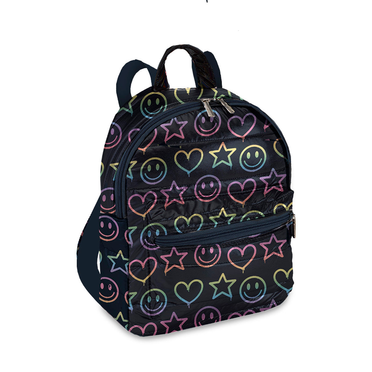 Navy Drip Heart Puffer Mini Backpack