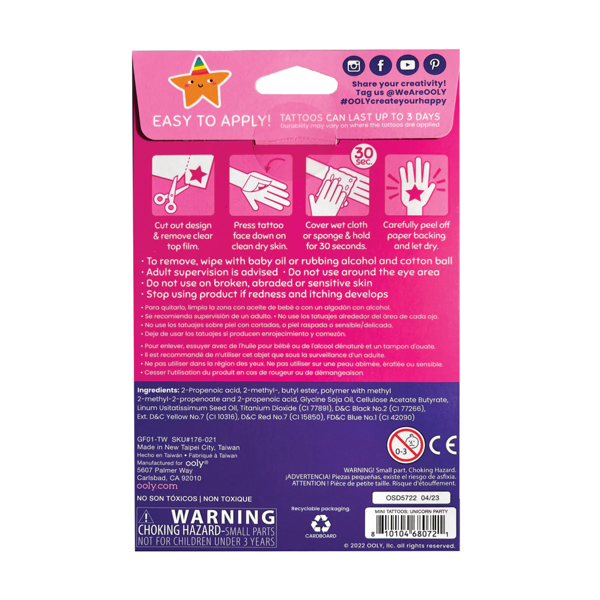 Mini Tattoo Palooza Temporary Tattoos: Unicorn Party