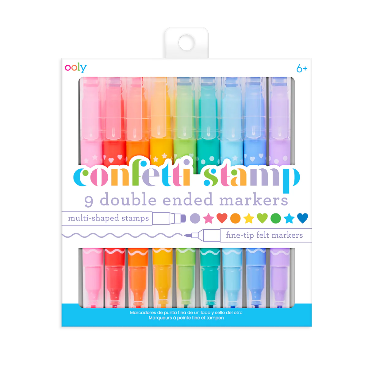 Confetti Stamp Double-Ended Markers - Set of 9