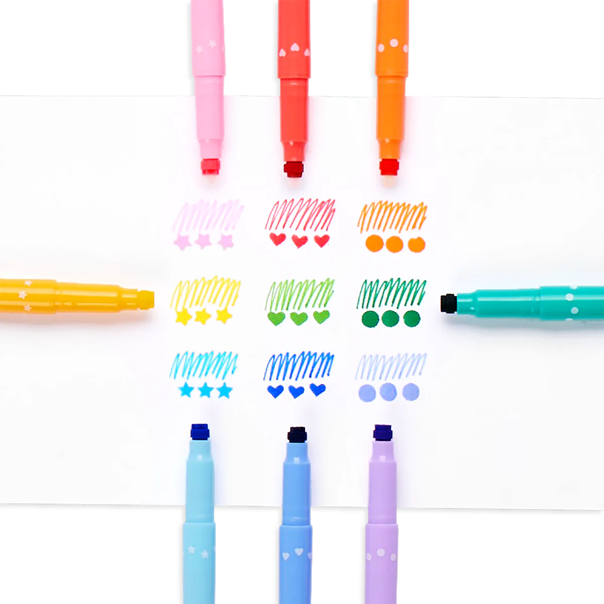 Confetti Stamp Double-Ended Markers - Set of 9