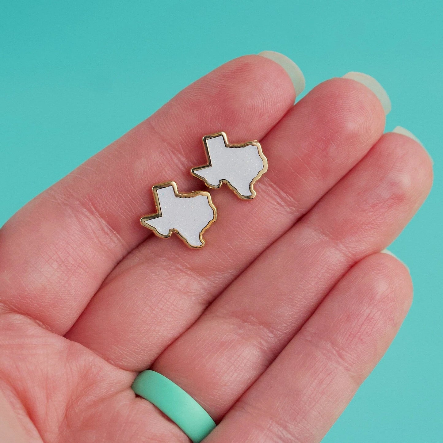 Texas Glitter White Earrings