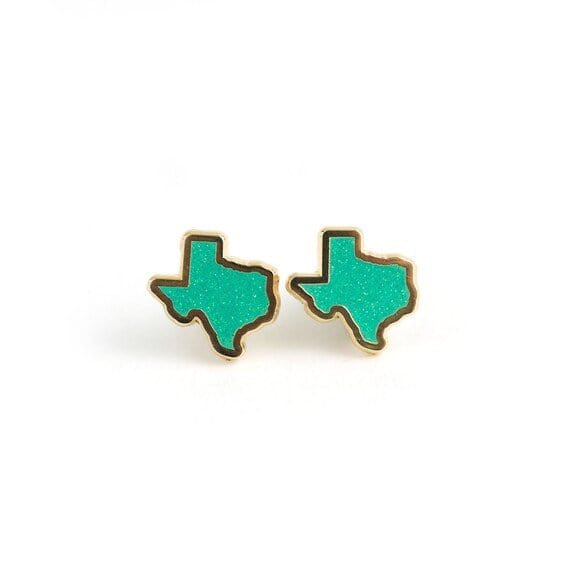 Texas Teal Glitter Earrings