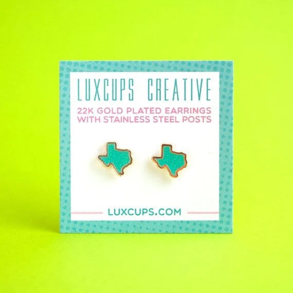 Texas Teal Glitter Earrings