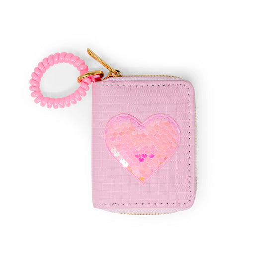 Sequin Heart Spiral Strap Wallet