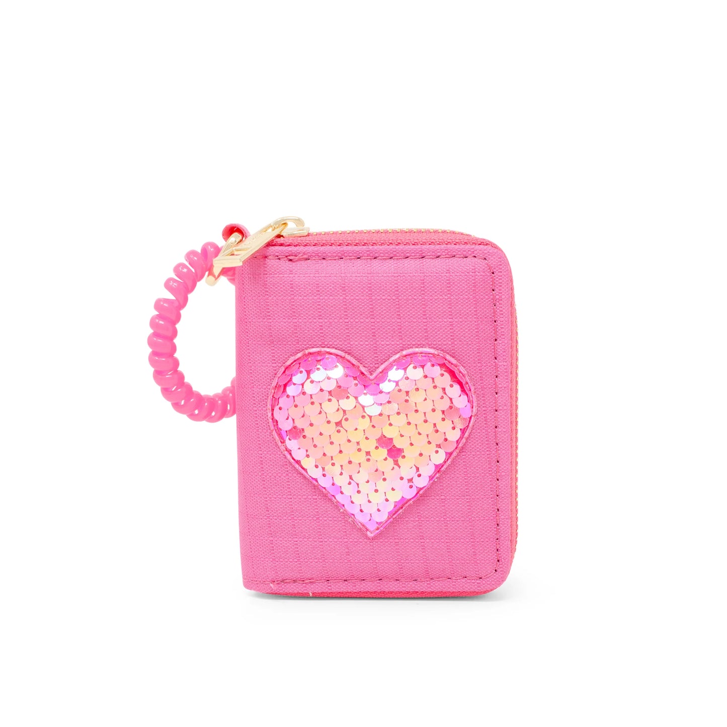 Sequin Heart Spiral Strap Wallet