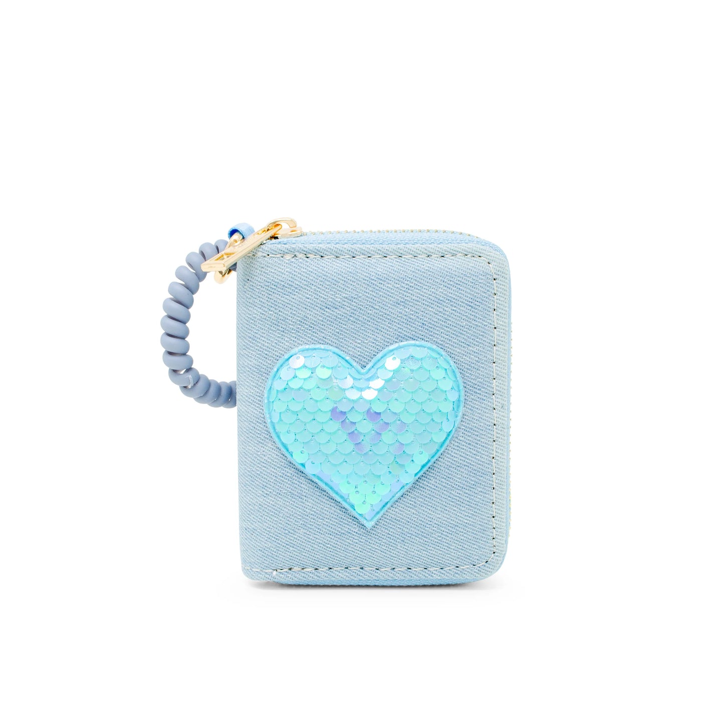 Sequin Heart Spiral Strap Wallet