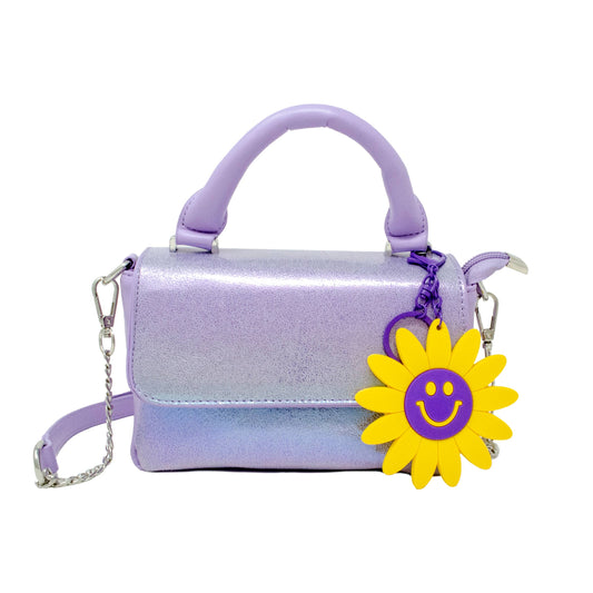 Shiny Purple Baguette Handbag