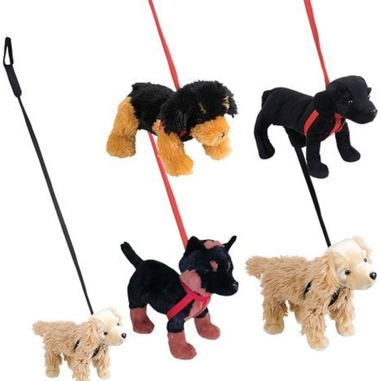 11” Pet Dogs w/ 35” Leash Plush Toy