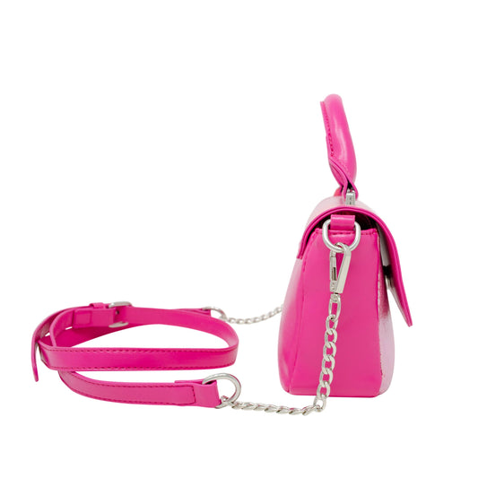 Shiny Baguette Handbag: Hot Pink