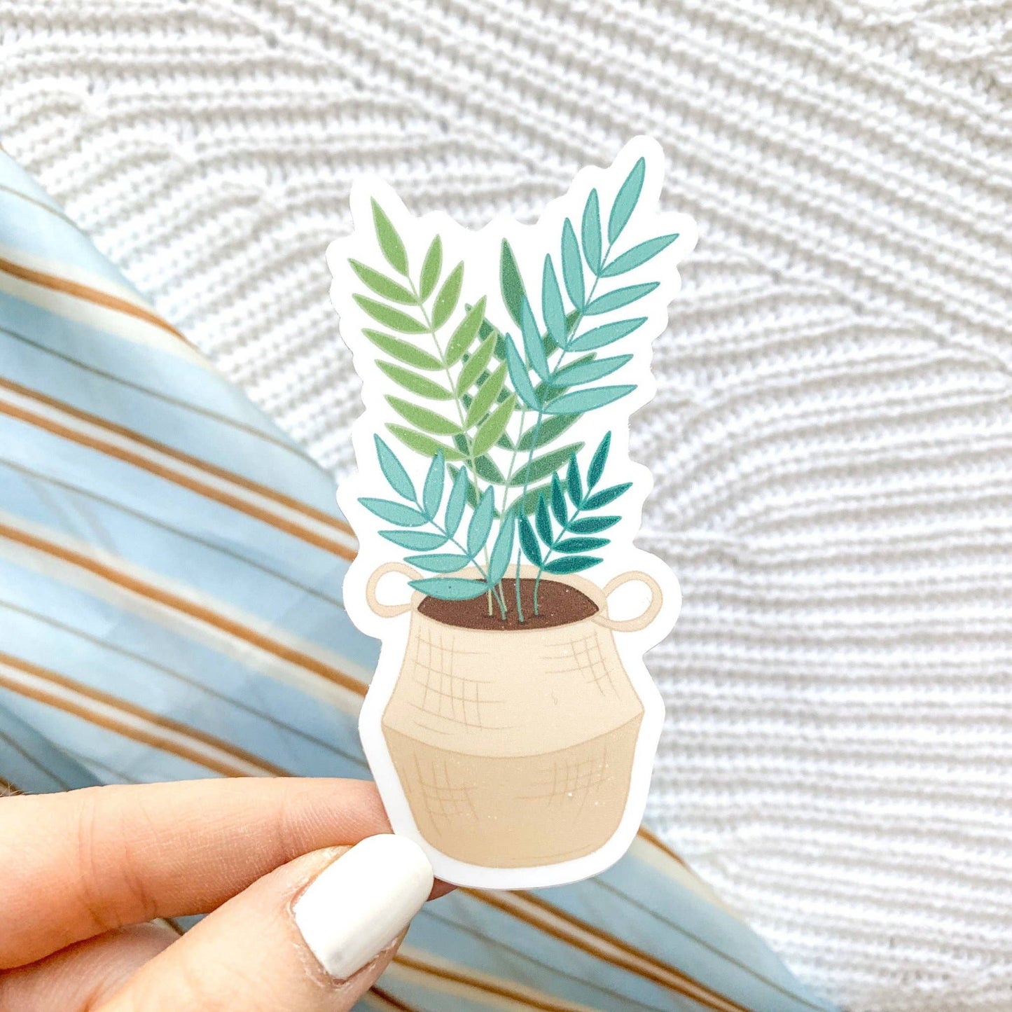 Basket Fern Plant Sticker, 3.5x1.75in