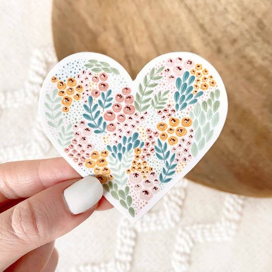 Floral Heart Sticker, 2.75x2.75 in.