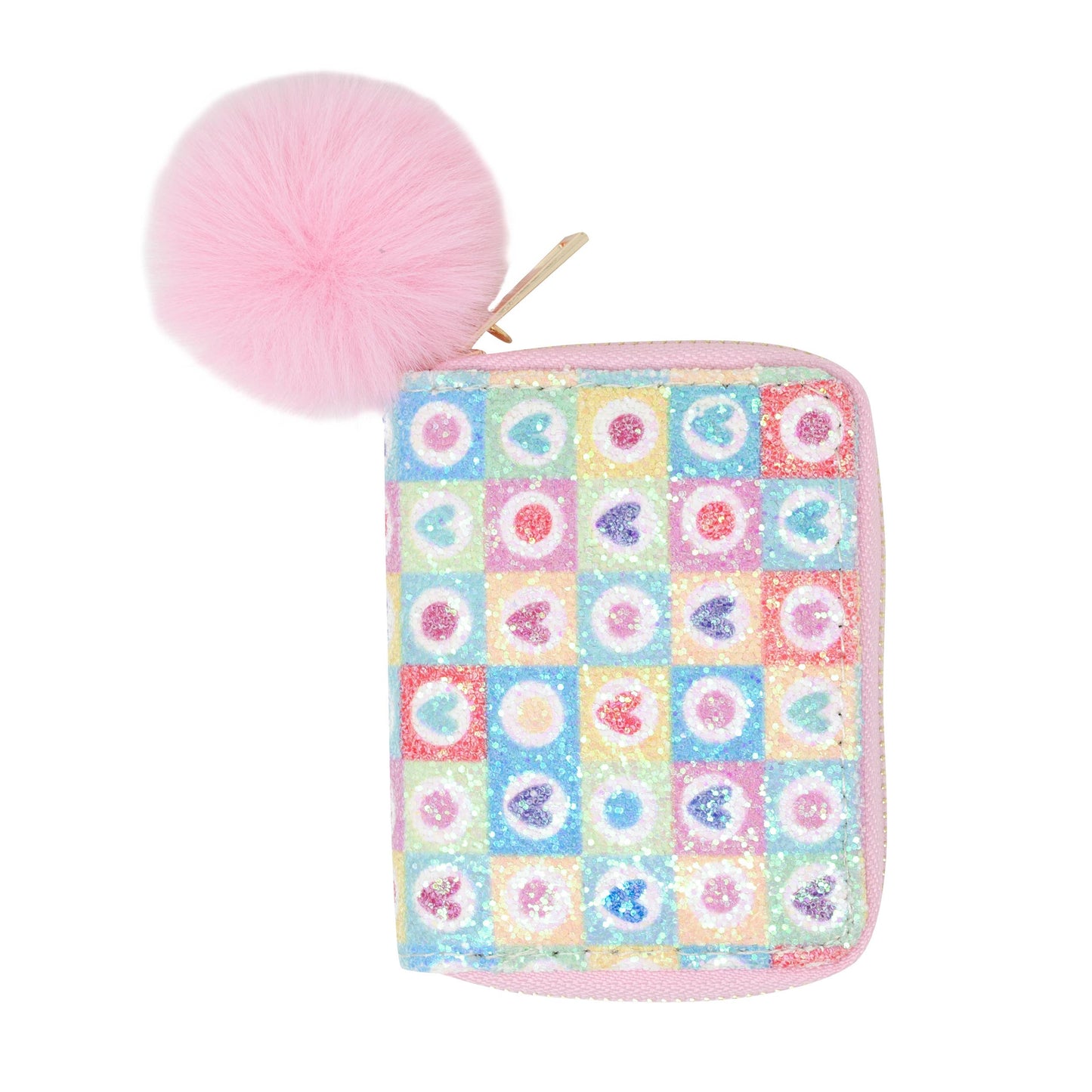 Glitter Hearts Wallet - Light Pink