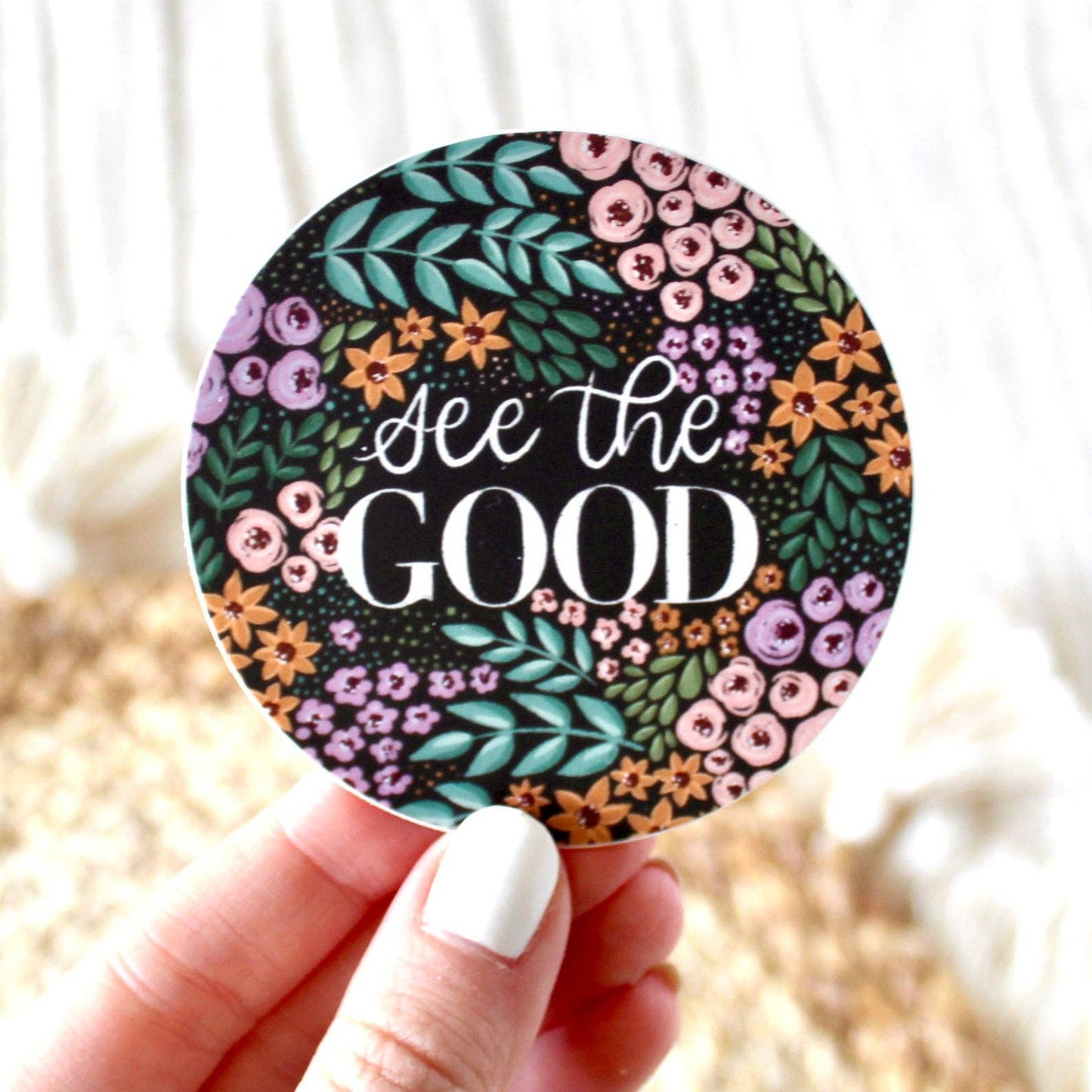 See The Good Floral Sticker, 2.75x2.75 in.