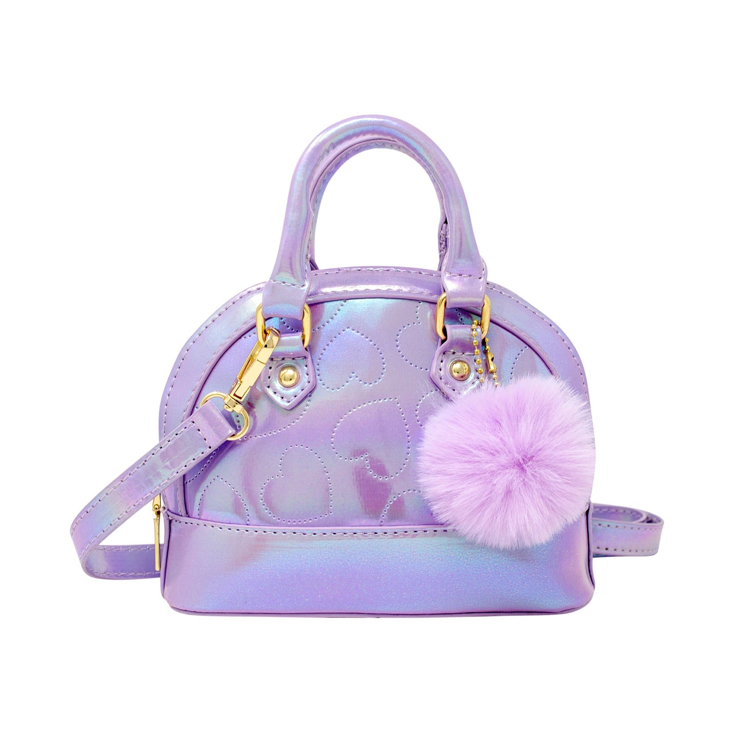 Shiny Dotted Heart Moon Handbag - Purple