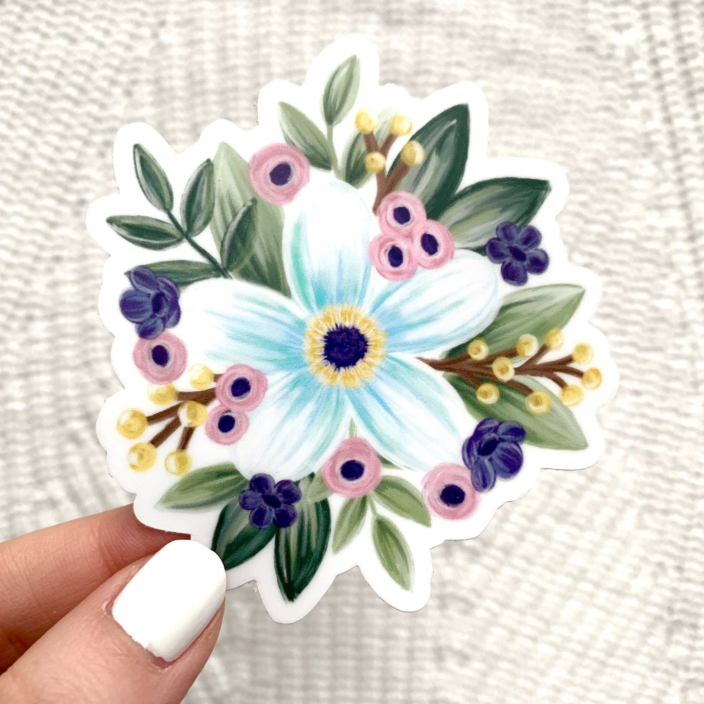 Floral Daisy Design Sticker 3x3in.