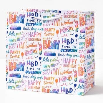 Happy Birthday Rainbow Script Gift Bag