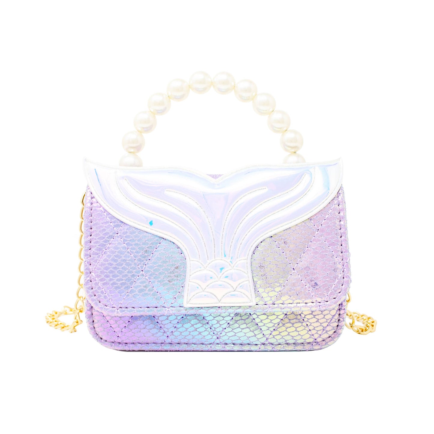 Mermaid Tail Pearl Handle Bag - Purple