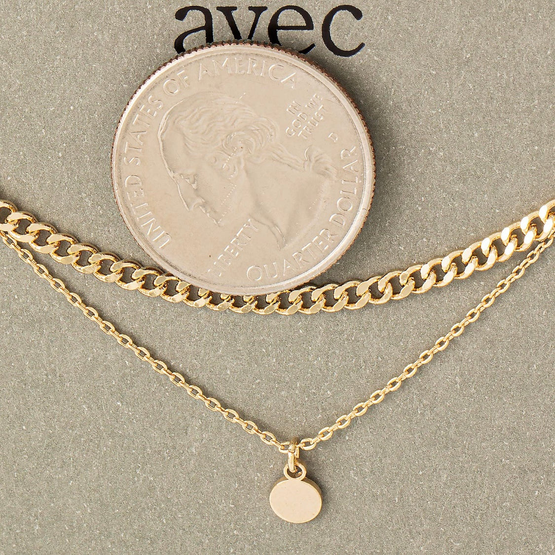 Layered Chain Mini Coin Charm Necklace