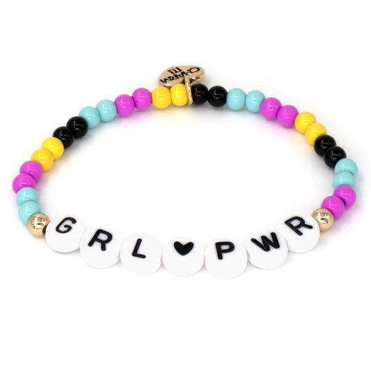 Gold Girl Power Stretch Bead Bracelet