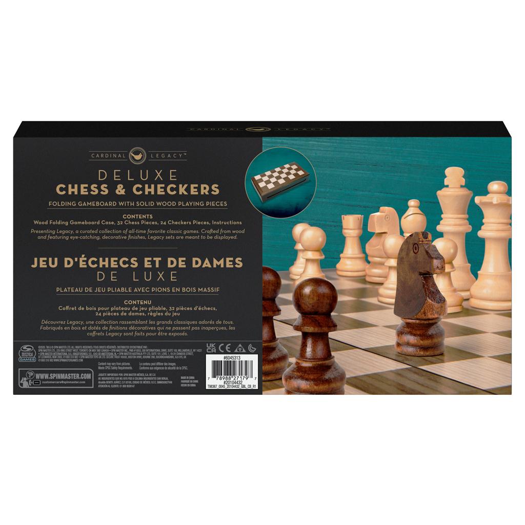 Legacy Deluxe Chess & Checkers Set, Classic Two Player Game Includes  Folding Board with Solid Wood Playing Pieces, for Kids and Adults Ages 8  and up : Toys & Games 