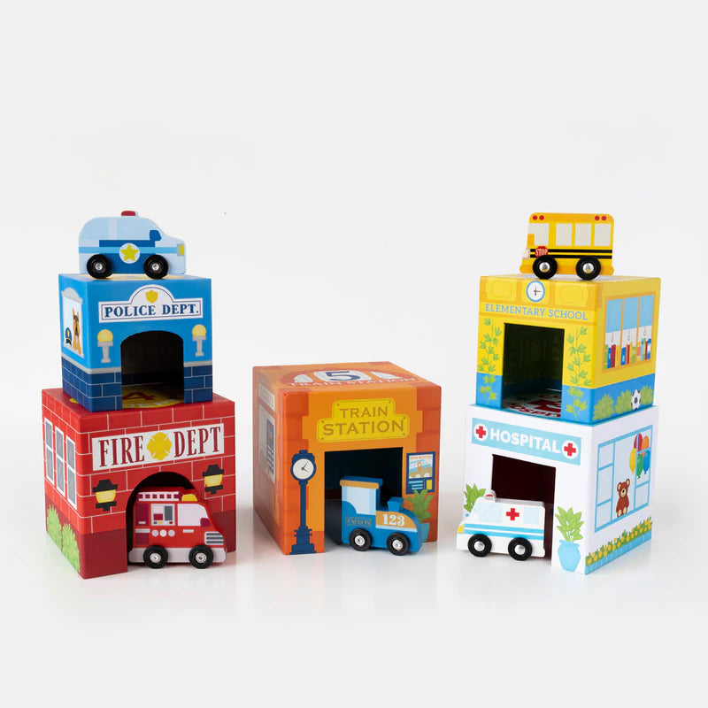 Stackables Nested Cardboard Toys & Cars Set - Busy City