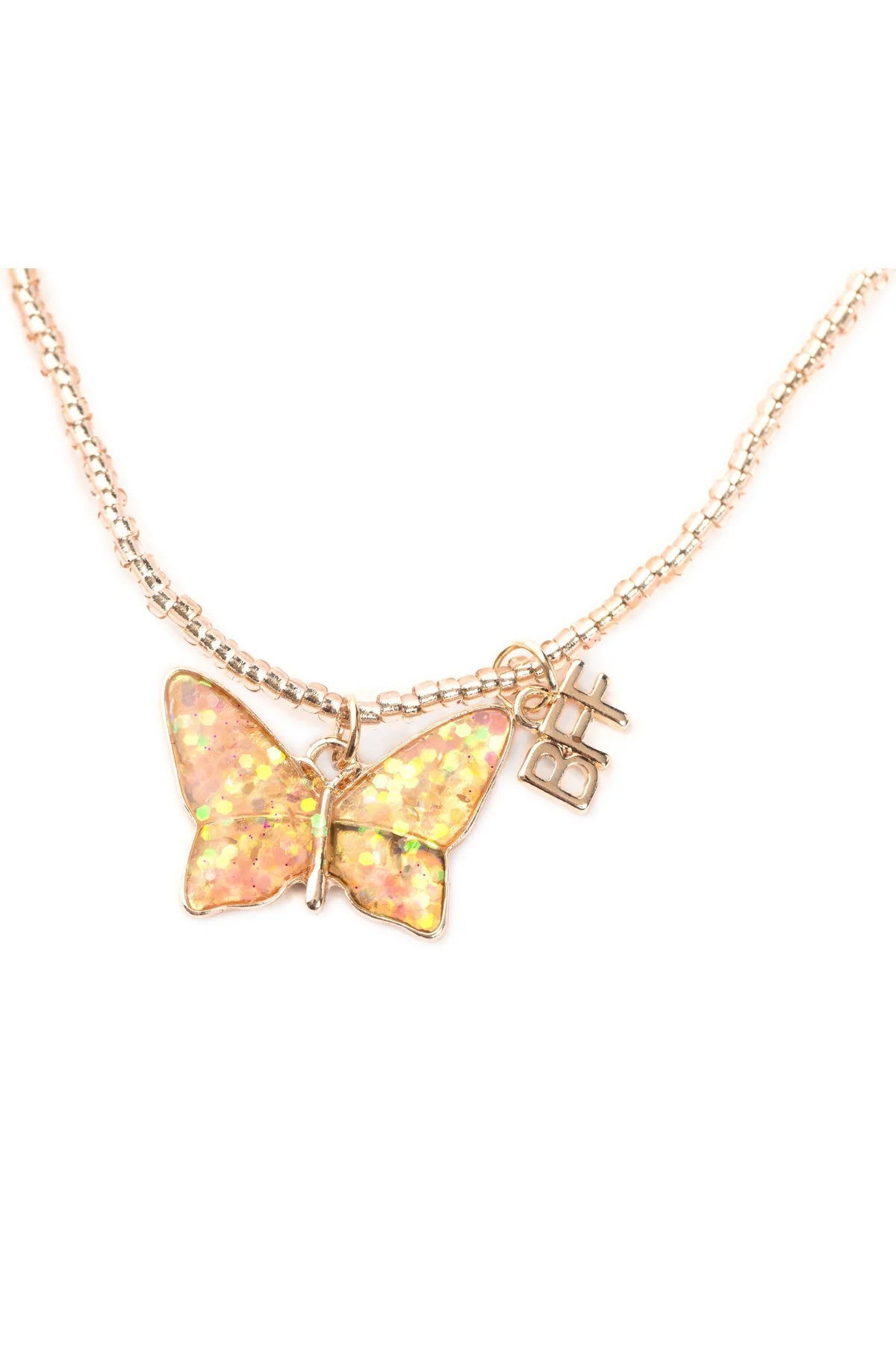 BFF Pink Butterfly Share & Tear Necklaces