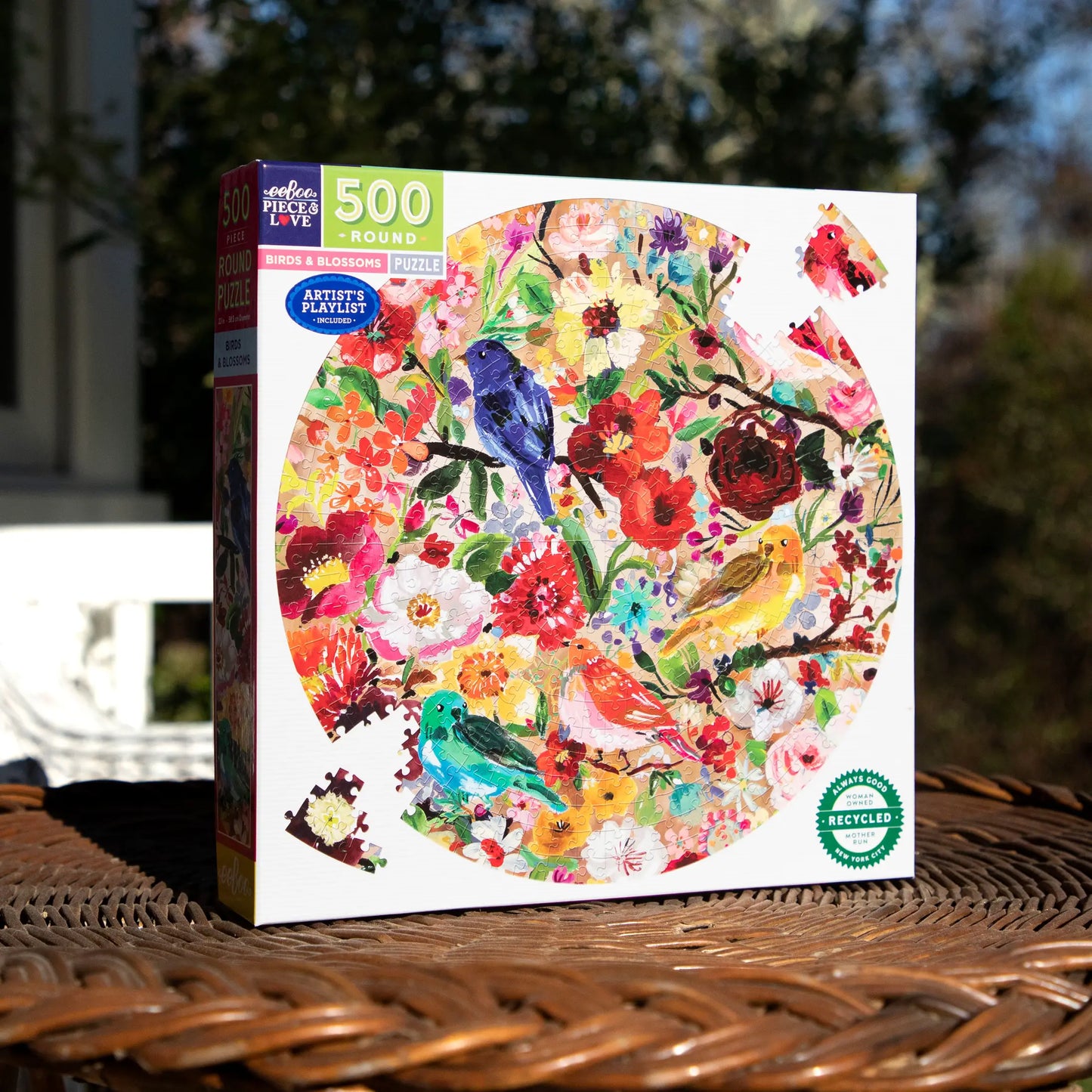 Birds and Blossoms 500 Piece Round Puzzle