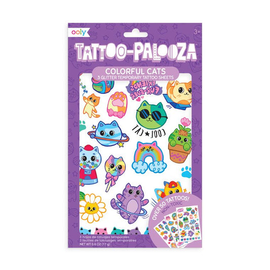 Tattoo Palooza Temporary Tattoos: Colorful Cats